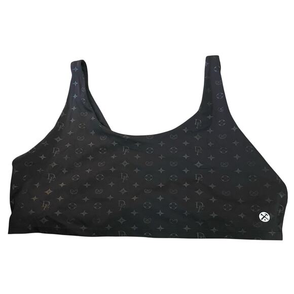 Dixxon Flannel Co Classic Monogram Logo Sports Bra 2X Black Scoop Neck Active - Picture 1 of 8